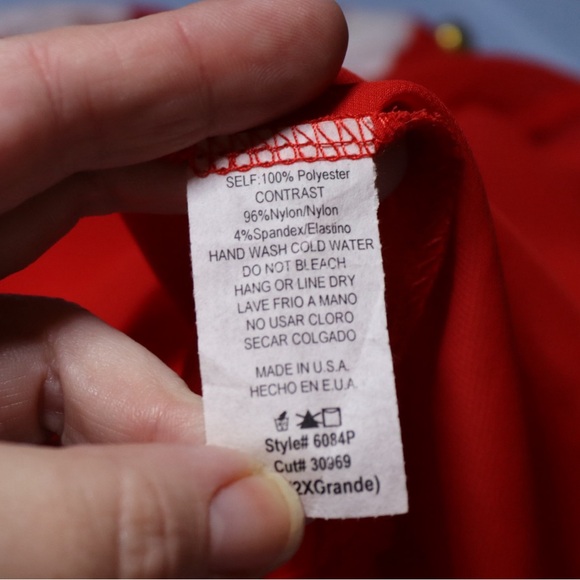 Blue Note red sheer with white lace top, size 2X - Picture 3 of 8